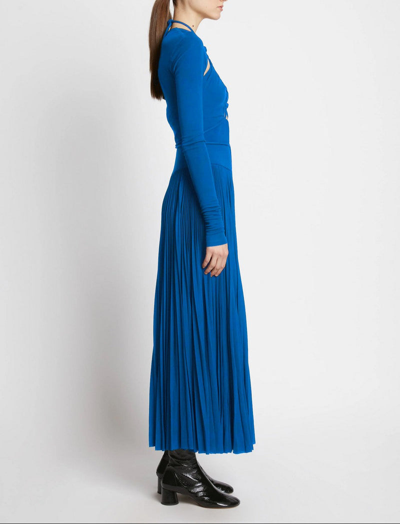 Proenza Schouler - Pleated Matte Jersey Halter Dress - Blue - Femme