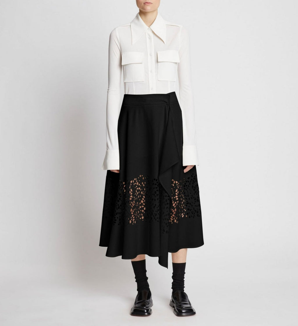 Proenza Schouler - Broderie Anglaise Wrap Skirt - Black - Women