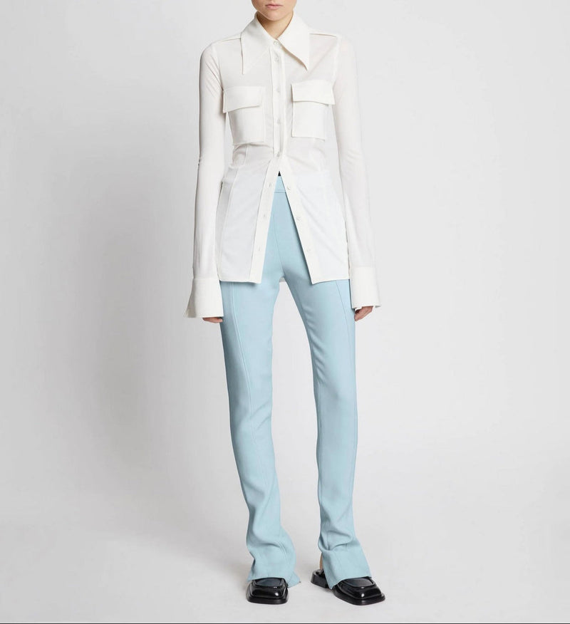 Proenza Schouler - Bi-Stretch Crepe Slim Pants - Pale Blue - Femme