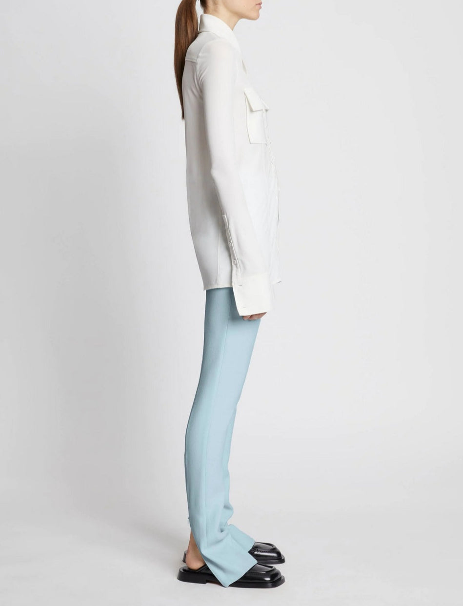 Proenza Schouler - Pantalón Slim de Crepé Bielástico - Azul Pálido - Mujer