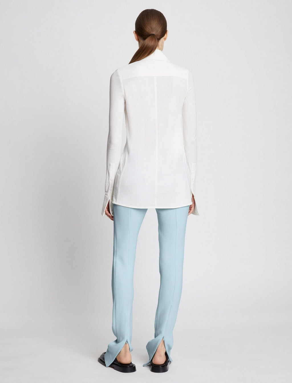 Proenza Schouler - Pantalón Slim de Crepé Bielástico - Azul Pálido - Mujer