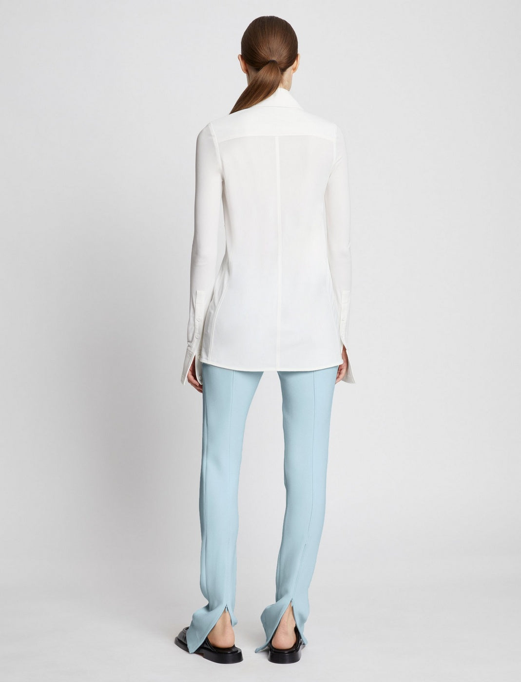 Proenza Schouler - Pantalón Slim de Crepé Bielástico - Azul Pálido - Mujer