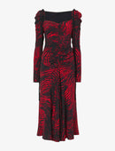 Proenza Schouler - Painted Spiral Crepe De Chine Cinched Dress - Red Multi - Femme
