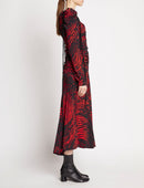 Proenza Schouler - Painted Spiral Crepe De Chine Cinched Dress - Red Multi - Femme