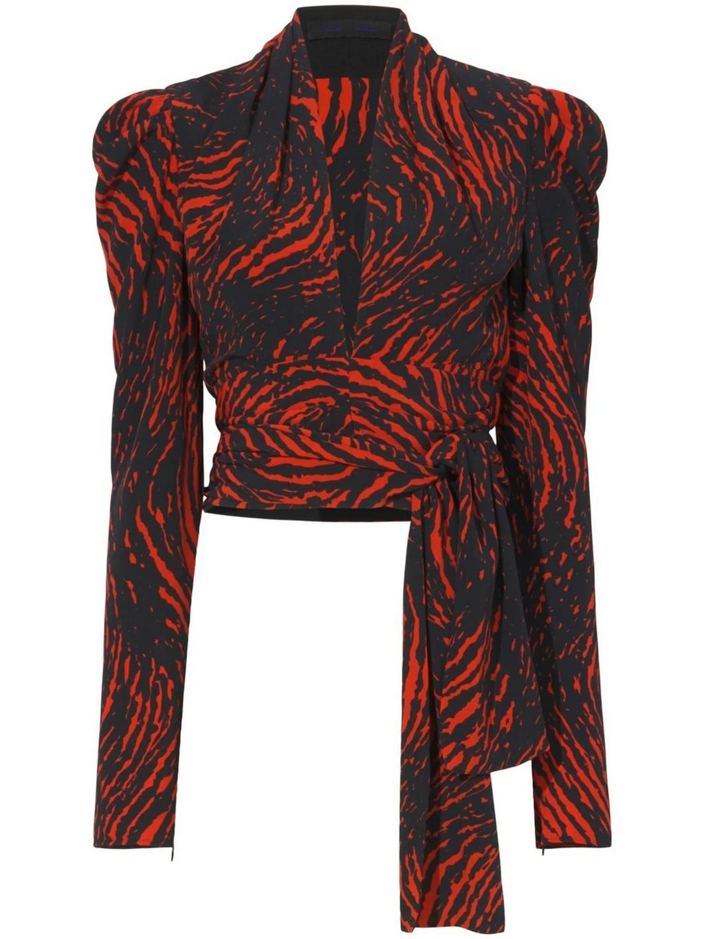 Proenza Schouler - Painted Spiral Crepe De Chine V-Neck Top - Red Multi - Femme