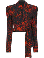 Proenza Schouler - Painted Spiral Crepe De Chine V-Neck Top - Red Multi - Femme