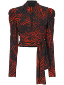 Proenza Schouler - Painted Spiral Crepe De Chine V-Neck Top - Red Multi - Femme