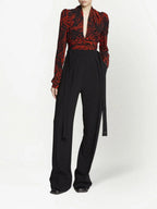 Proenza Schouler - Painted Spiral Crepe De Chine V-Neck Top - Red Multi - Femme