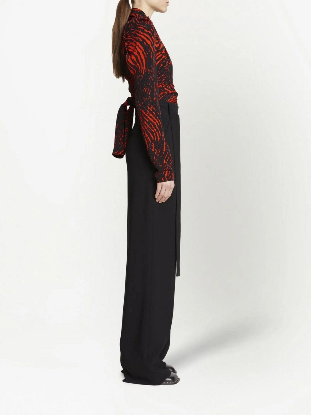 Proenza Schouler - Painted Spiral Crepe De Chine V-Neck Top - Red Multi - Femme