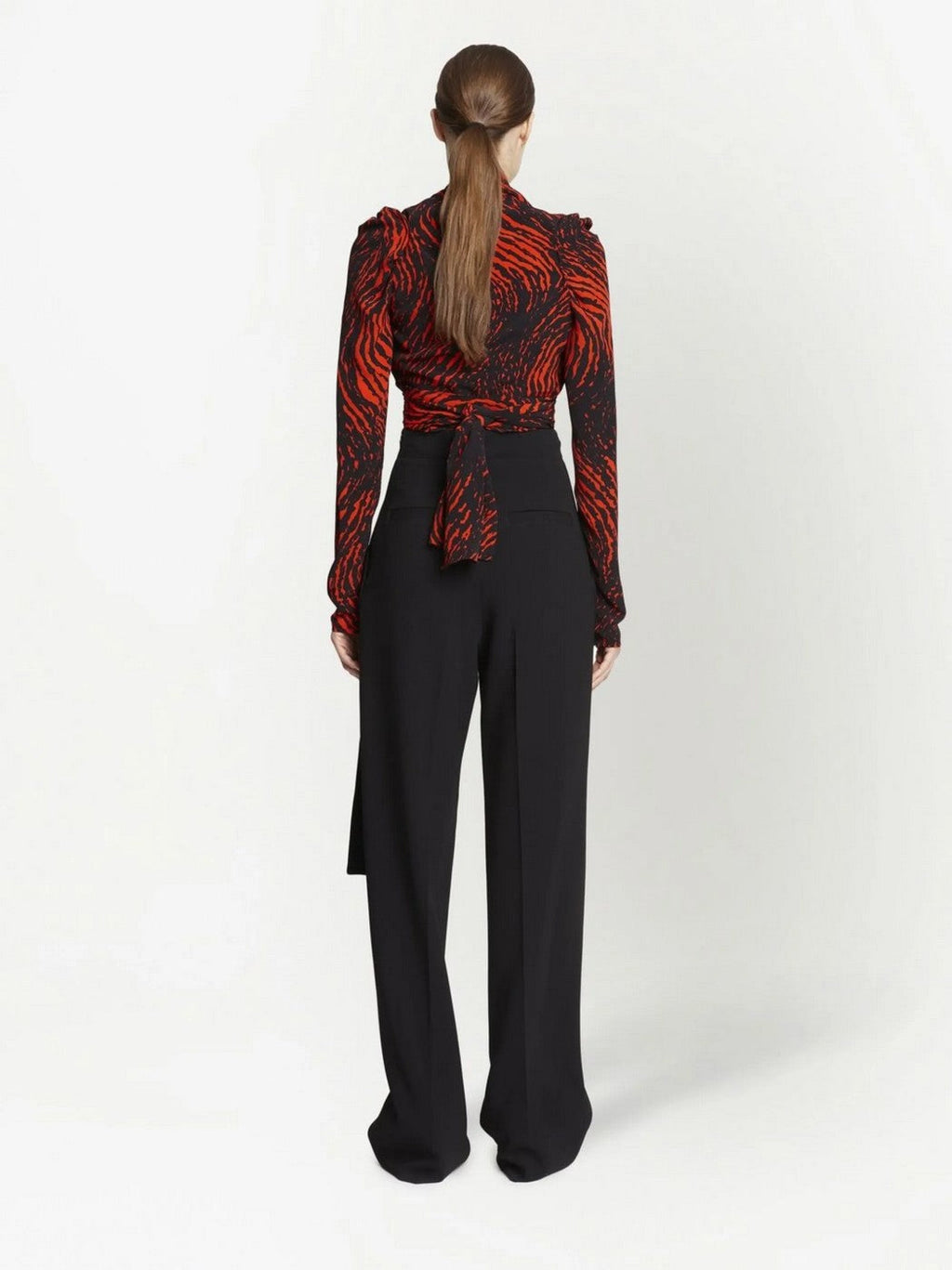 Proenza Schouler - Painted Spiral Crepe De Chine V-Neck Top - Red Multi - Femme