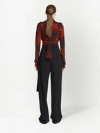 Proenza Schouler - Painted Spiral Crepe De Chine V-Neck Top - Red Multi - Femme
