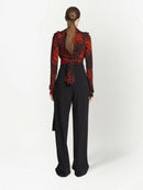 Proenza Schouler - Painted Spiral Crepe De Chine V-Neck Top - Red Multi - Femme