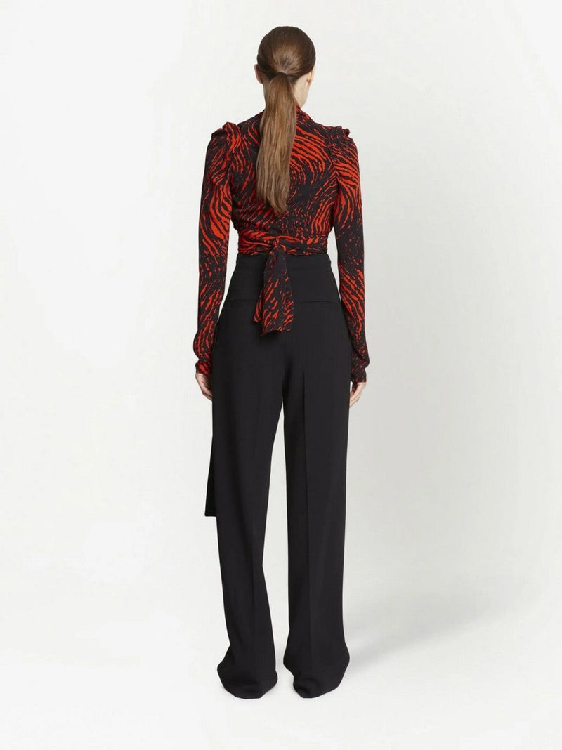 Proenza Schouler - Painted Spiral Crepe De Chine V-Neck Top - Red Multi - Femme