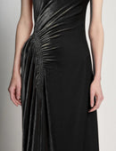 Proenza Schouler - Silk Viscose Velvet Gathered Dress - Black - Femme