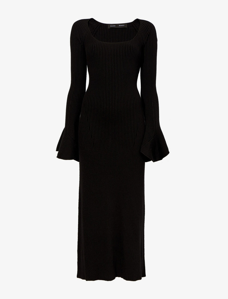 Proenza Schouler - Fluted Rib Knit Dress - Black - Femme