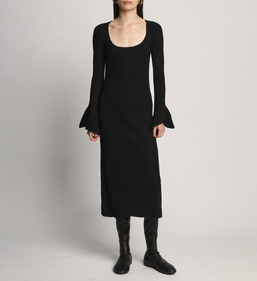 Proenza Schouler - Fluted Rib Knit Dress - Black - Femme