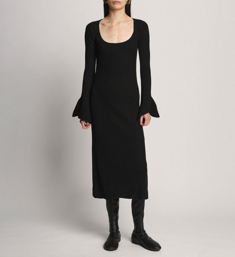 Proenza Schouler - Fluted Rib Knit Dress - Black - Femme