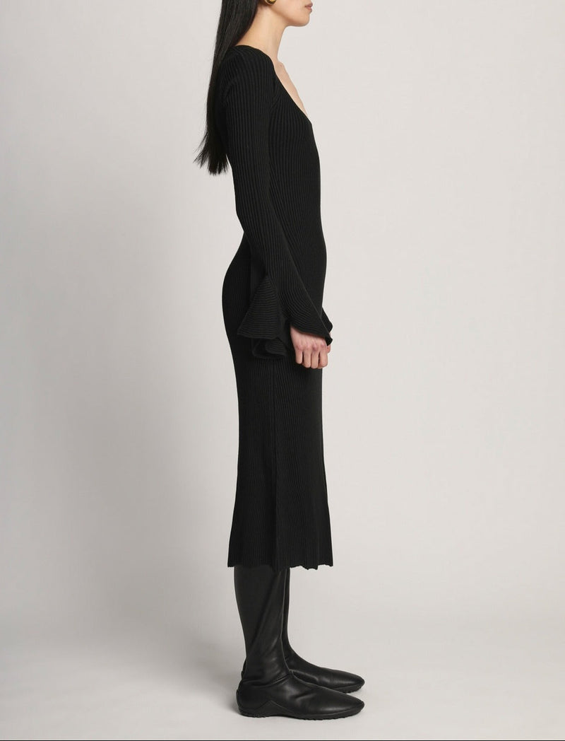 Proenza Schouler - Fluted Rib Knit Dress - Black - Femme