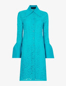 Proenza Schouler - Stretch Lace Shirt Dress - Cyan - Femme