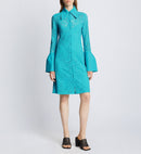 Proenza Schouler - Stretch Lace Shirt Dress - Cyan - Femme