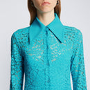 Proenza Schouler - Stretch Lace Shirt Dress - Cyan - Femme