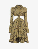 Proenza Schouler - Printed Dot Cut Out Shirt Dress - Khaki Black - Femme
