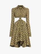 Proenza Schouler - Printed Dot Cut Out Shirt Dress - Khaki Black - Mujer