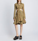 Proenza Schouler - Printed Dot Cut Out Shirt Dress - Khaki Black - Femme