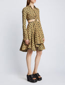 Proenza Schouler - Printed Dot Cut Out Shirt Dress - Khaki Black - Femme