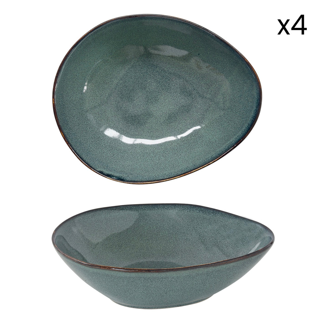 Genesis - Set De 4 Assiettes Creuses - Grès - Vert