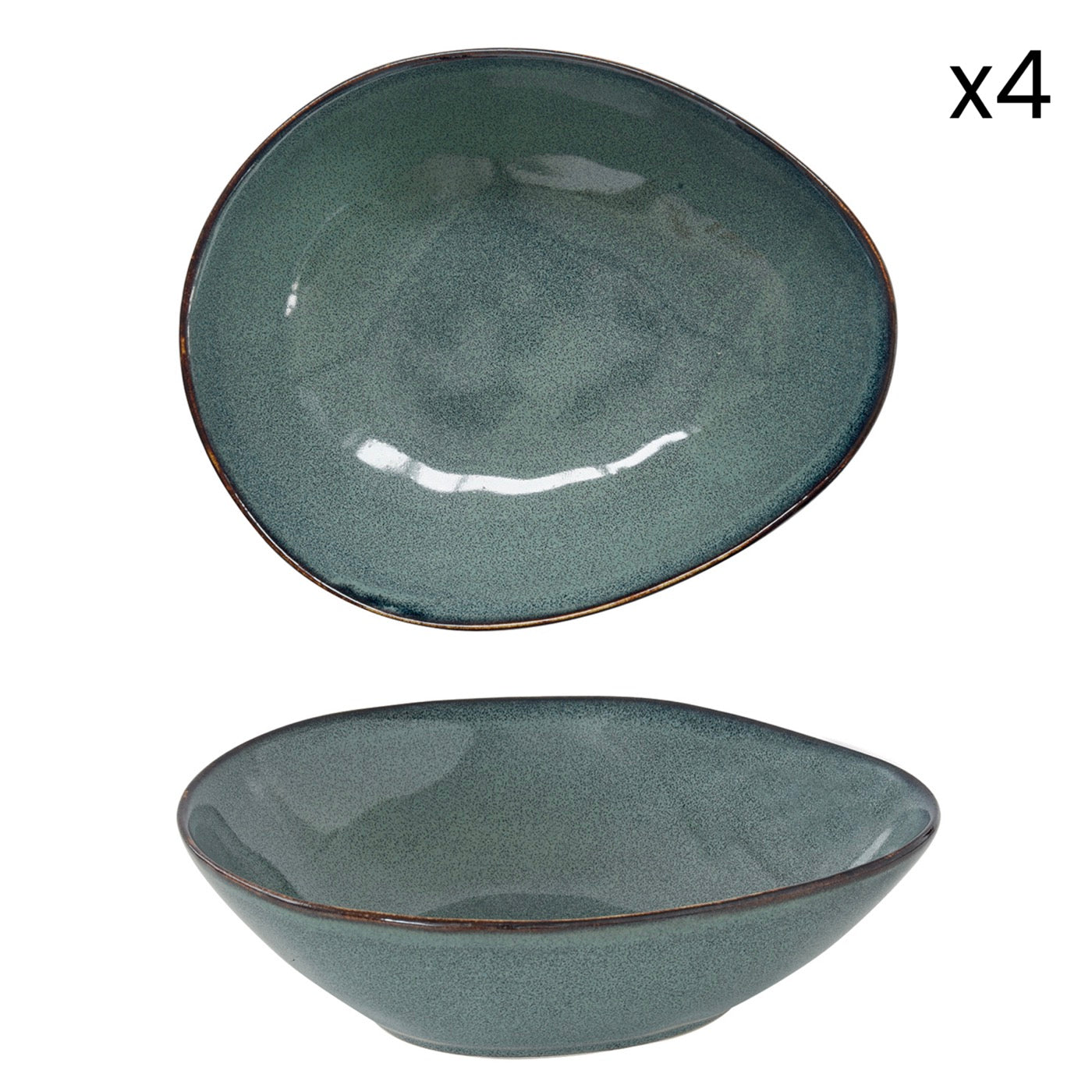Genesis - Set De 4 Assiettes Creuses - Grès - Vert