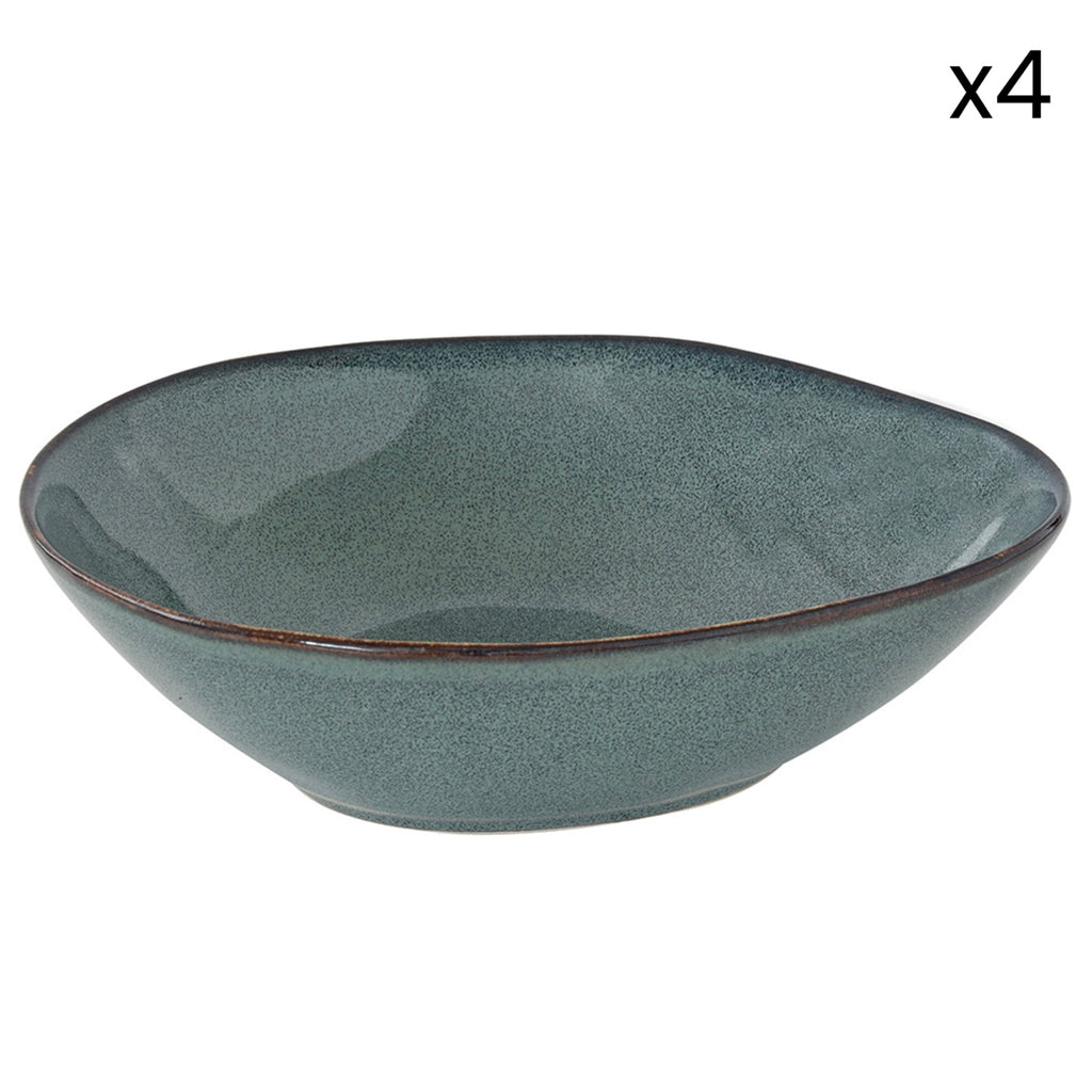 Genesis - Set De 4 Assiettes Creuses - Grès - Vert