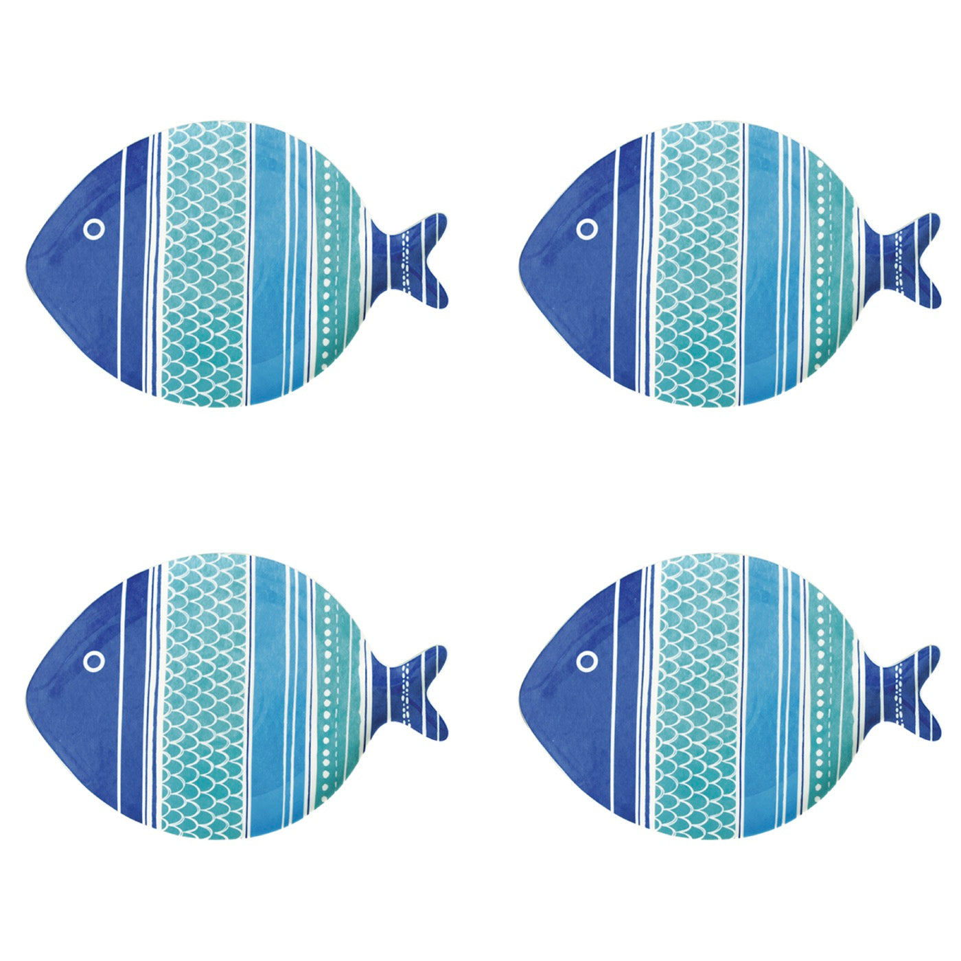 Sea Friends - Set De 4 Assiettes Version 3 - Porcelaine - Multicolore