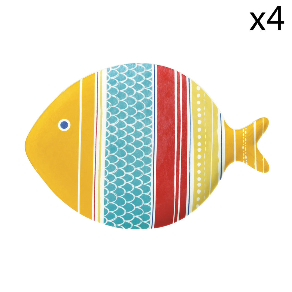 Sea Friends - Set De 4 Assiettes Version 4 - Porcelaine - Multicolore