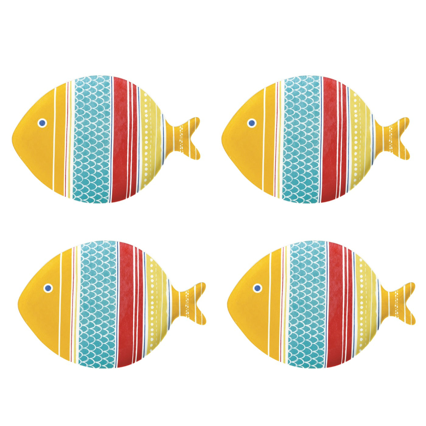 Sea Friends - Set De 4 Assiettes Version 4 - Porcelaine - Multicolore