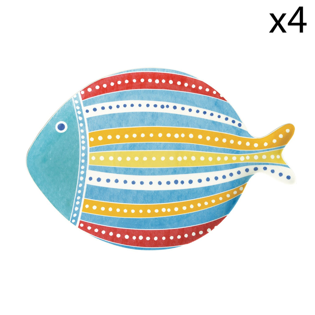 Sea Friends - Set De 4 Assiettes Version 2 - Porcelaine - Multicolore