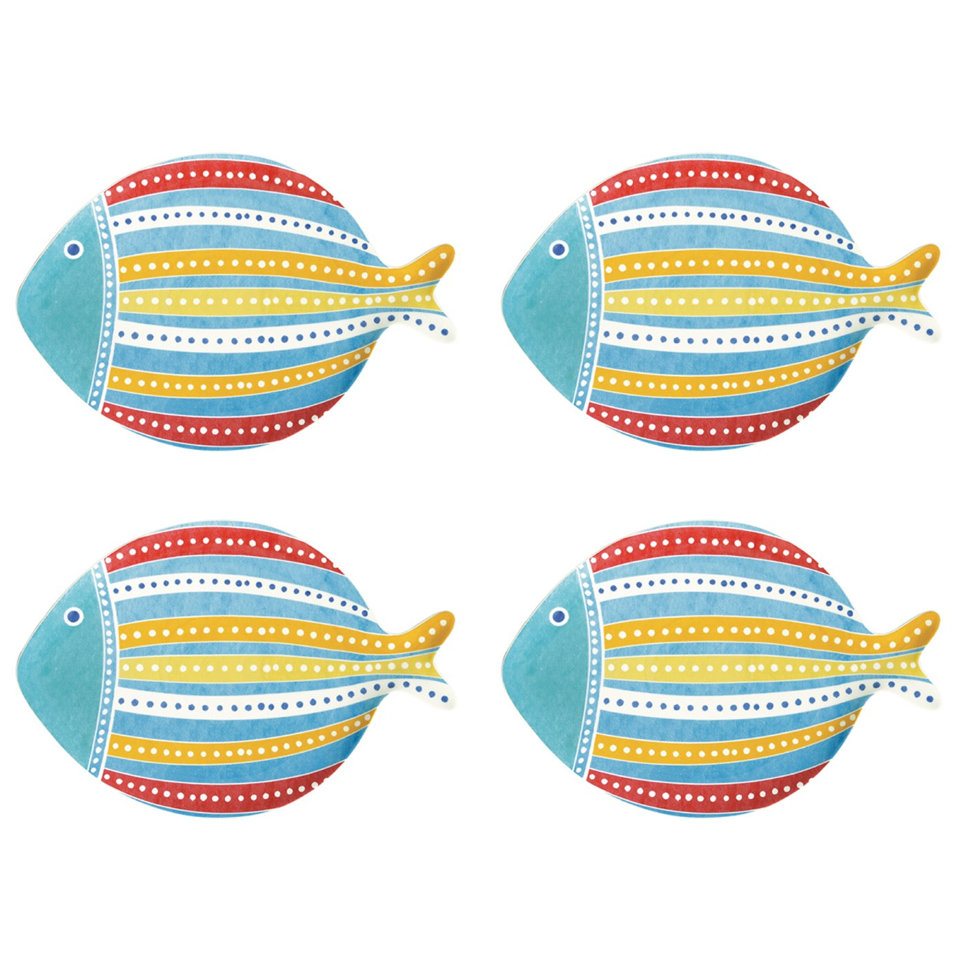 Sea Friends - Set De 4 Assiettes Version 2 - Porcelaine - Multicolore