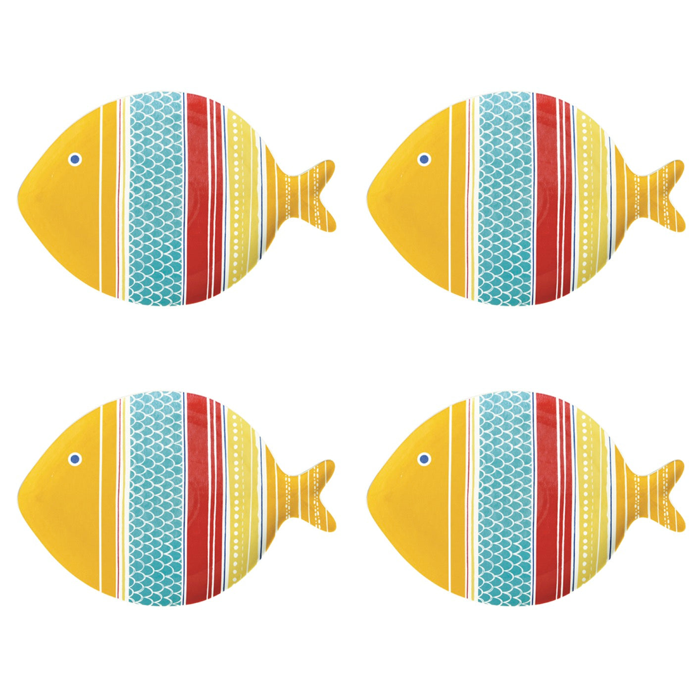 Sea Friends - Set De 4 Assiettes Version 4 - Porcelaine - Multicolore