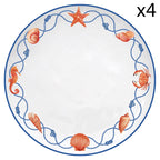 Cote De Mer - Set De 4 Assiettes Plates - Porcelaine - Multicolore