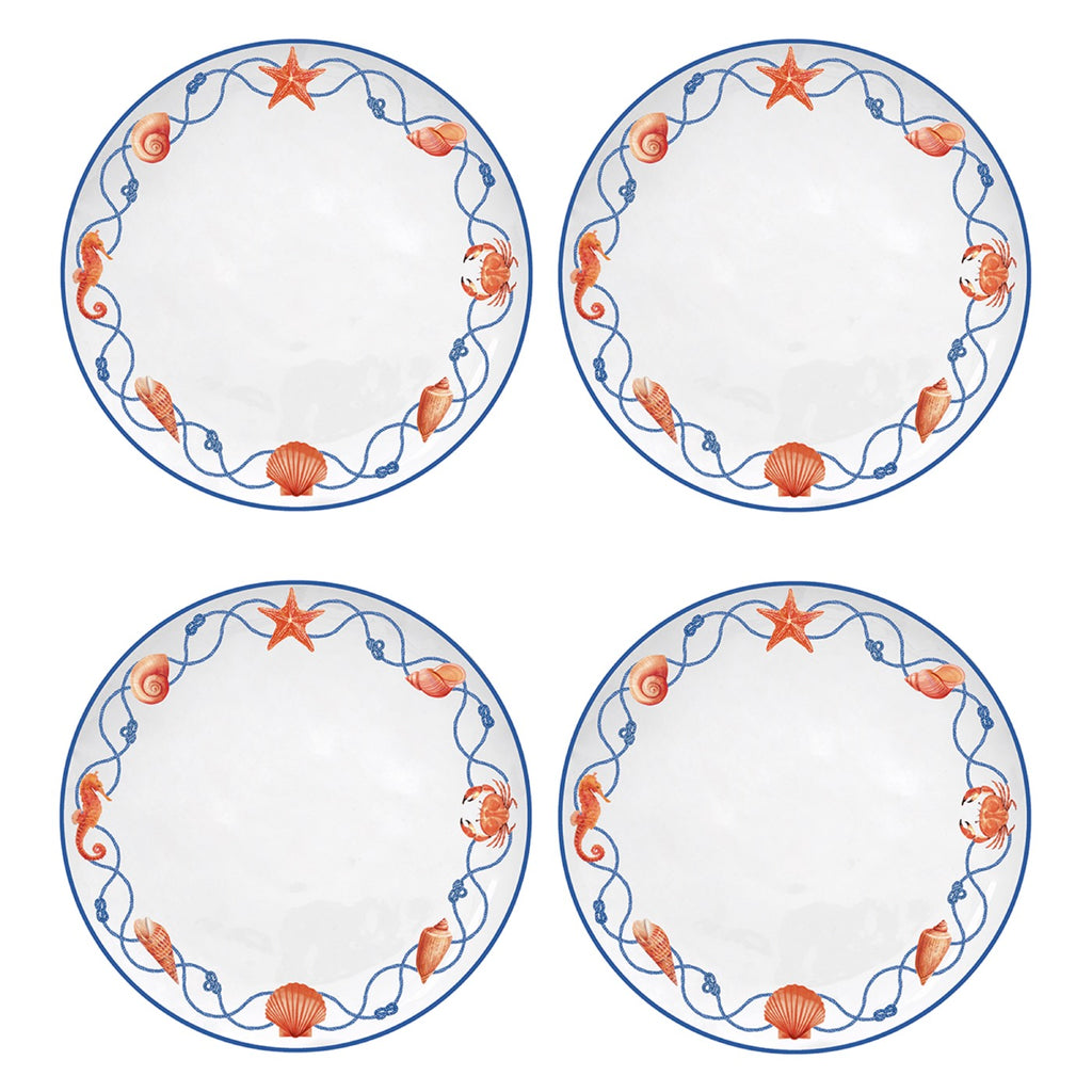 Cote De Mer - Set De 4 Assiettes Plates - Porcelaine - Multicolore