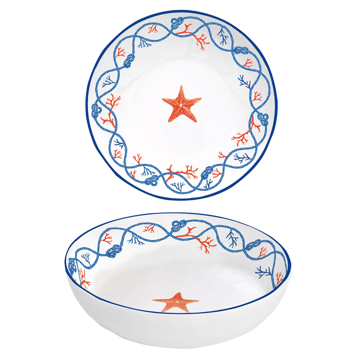 Cote De Mer - Set De 4 Assiettes Creuses - Porcelaine - Multicolore
