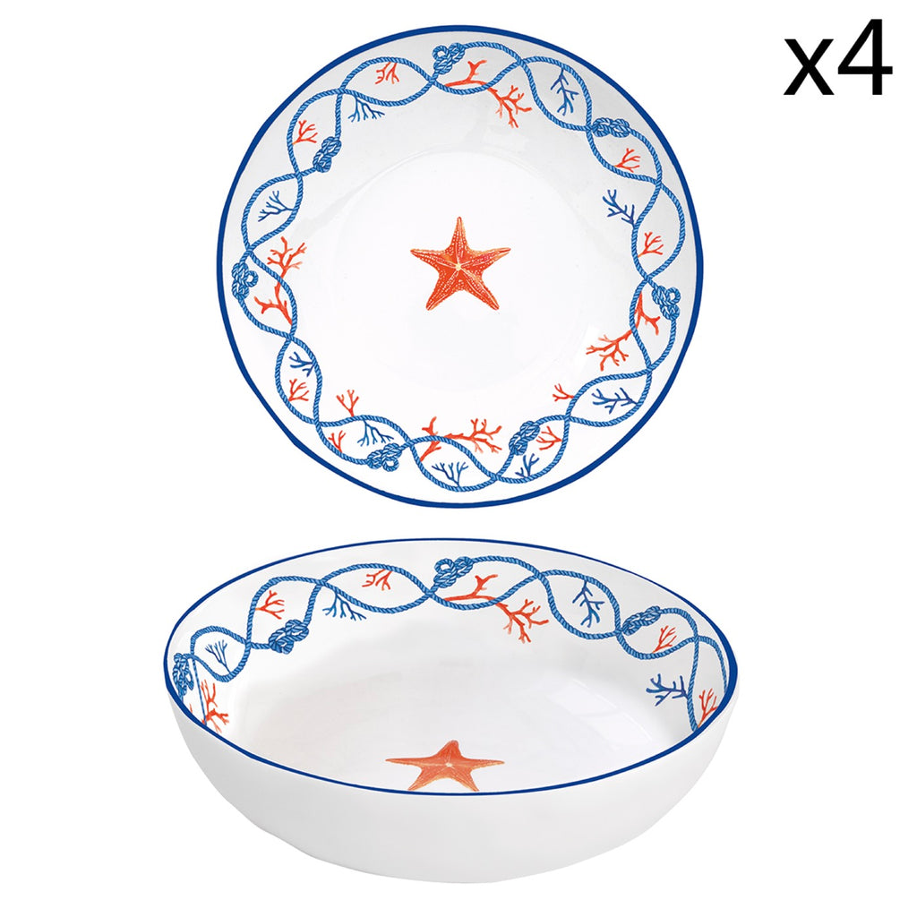 Cote De Mer - Set De 4 Assiettes Creuses - Porcelaine - Multicolore