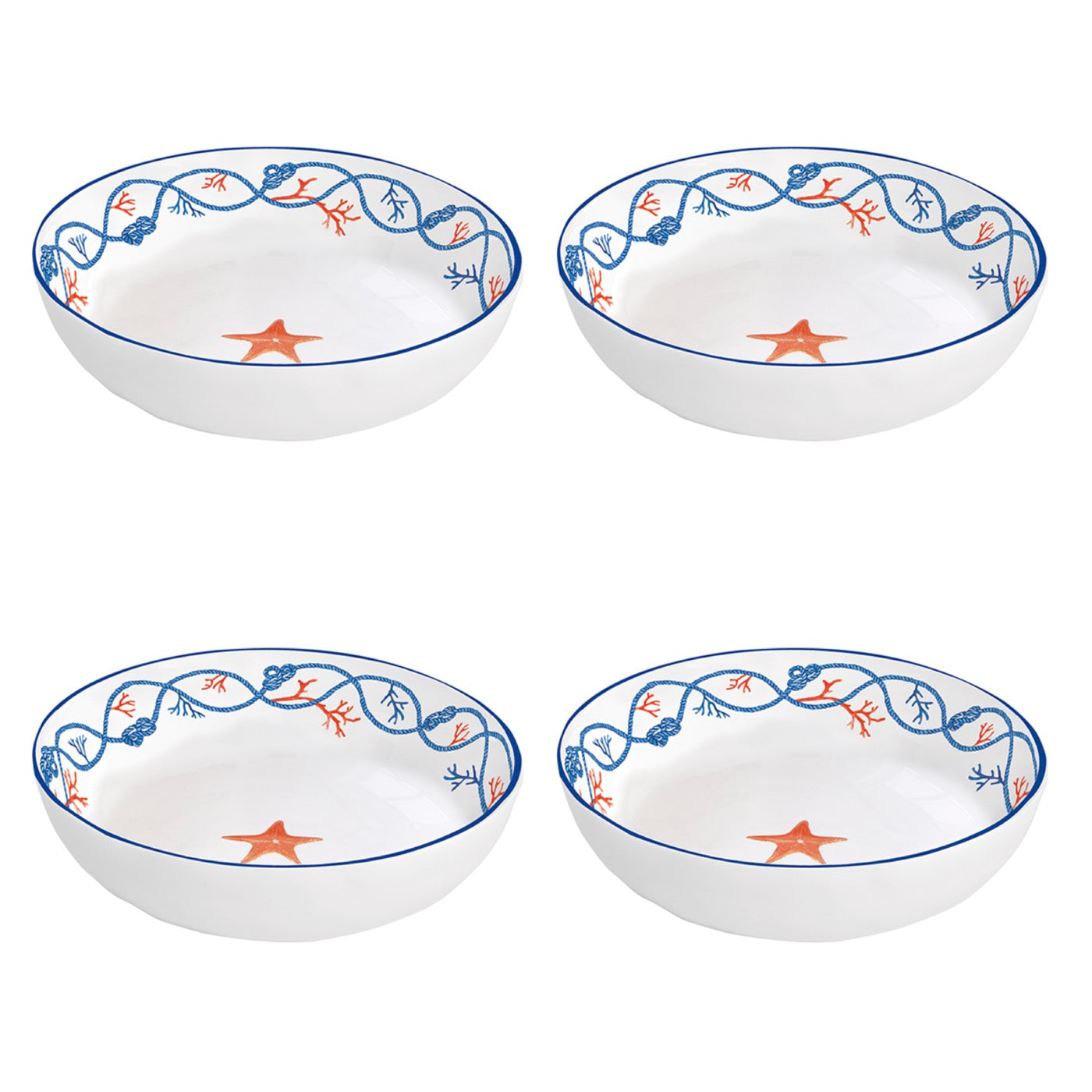 Cote De Mer - Set De 4 Assiettes Creuses - Porcelaine - Multicolore