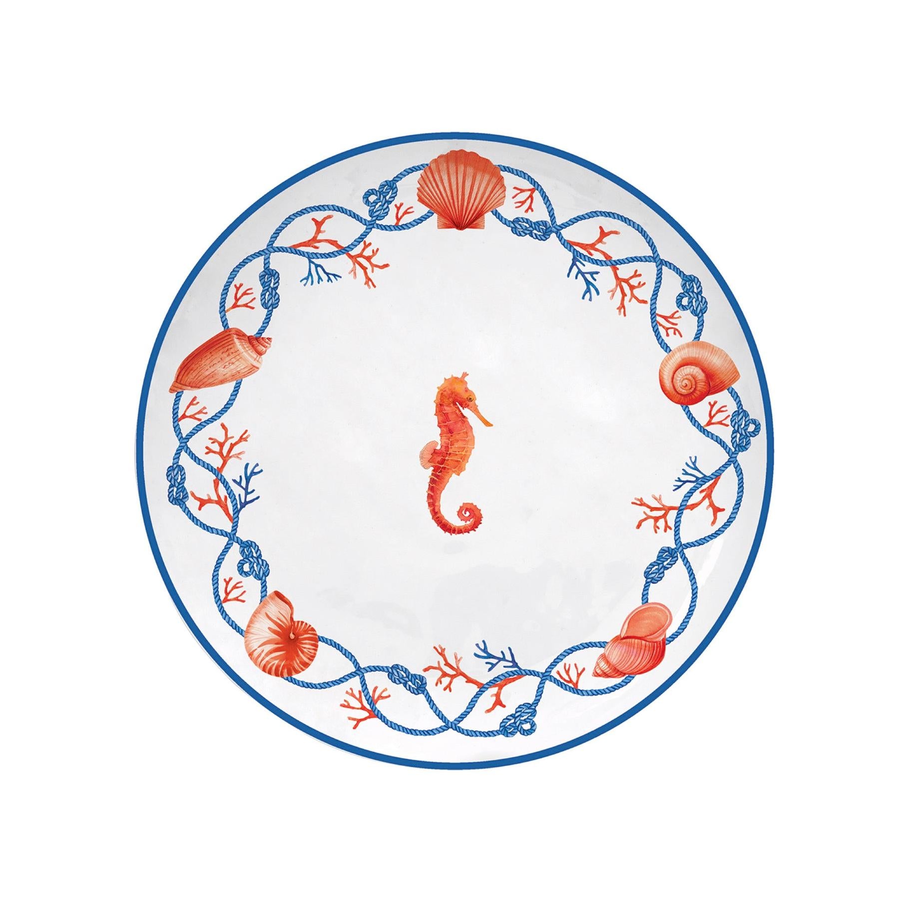 Cote De Mer - Set De 4 Assiettes Hippocampe - Porcelaine - Multicolore
