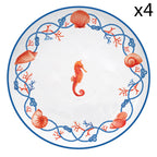 Cote De Mer - Set De 4 Assiettes Hippocampe - Porcelaine - Multicolore