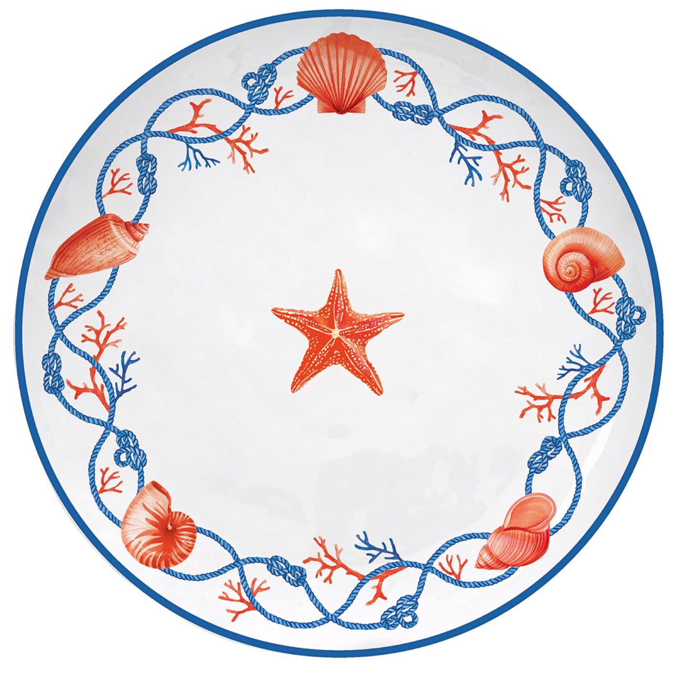 Cote De Mer - Set De 4 Assiettes Étoile De Mer - Porcelaine - Multicolore
