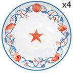 Cote De Mer - Set De 4 Assiettes Étoile De Mer - Porcelaine - Multicolore