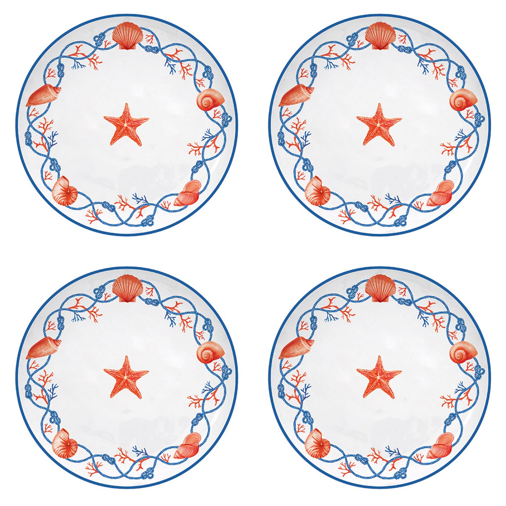 Cote De Mer - Set De 4 Assiettes Étoile De Mer - Porcelaine - Multicolore