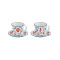 Cote De Mer - Set De 2 Tasses À Café Avec Soucoupes - Porcelaine - Multicolore