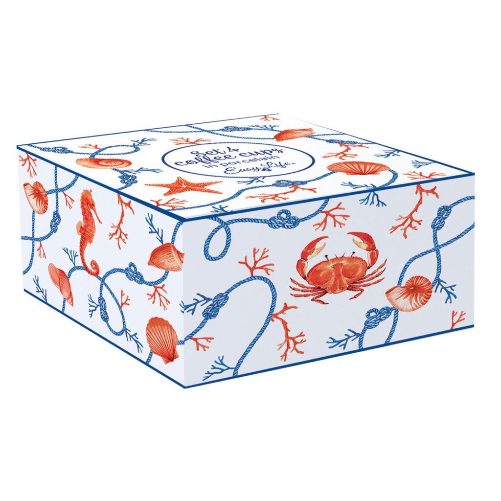Cote De Mer - Set De 4 Tasses À Café - Porcelaine - Multicolore
